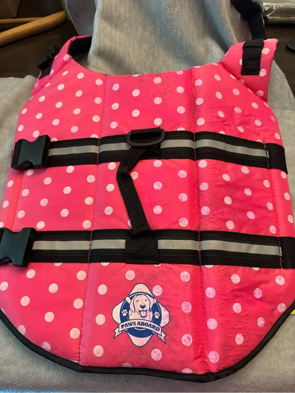 Dog Floatation Device Size M Pink Polka Dot